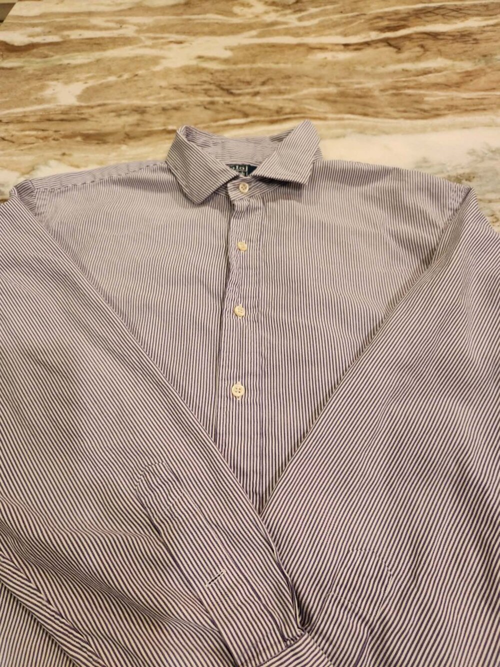 Men's Polo by Ralph Lauren classic blue and white stripe long sleeve shirt - Picture 1 of 2